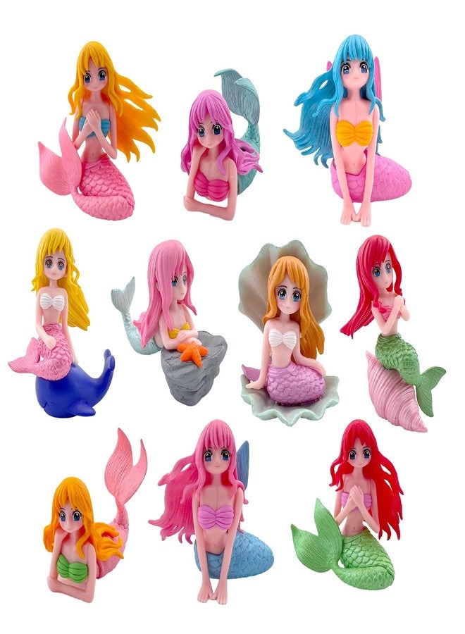 HYSTYLE 10 Pcs Mini Mermaid Figurines, Miniature Mermaid Figurines Cake Toppers for DIY Craft Terrarium Succulent Planter Moss Landscape Birthday Decoration - Image 1