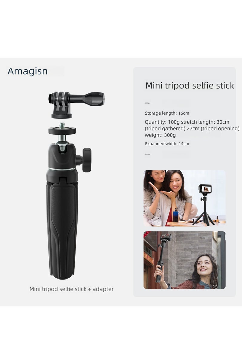 aMagisn مقاس 16 سم للجيب، 2-في-1 حامل ثلاثي صغير + عصا سيلفي، تمديد ألومنيوم 15–30 سم، رأس كروي 360°، قواعد مطاطية مانعة للانزلاق — حامل ثلاثي صغير(أسود) - Image 2