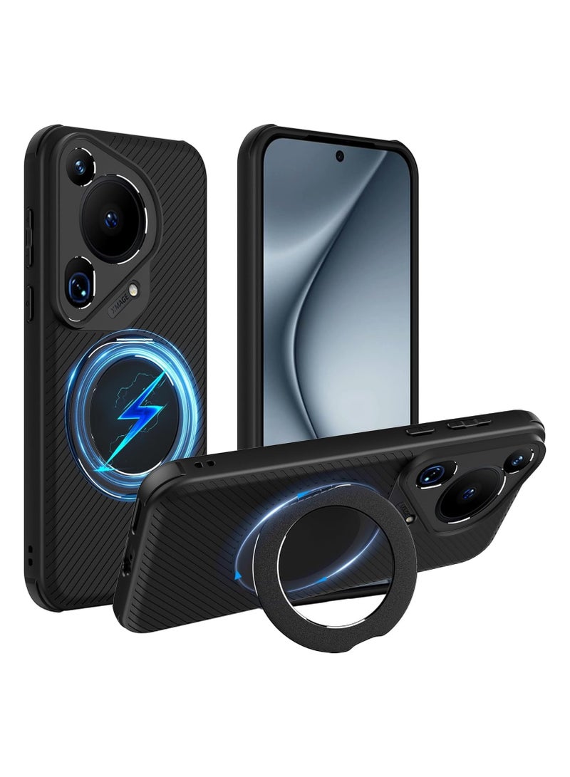 general Protective Case Compatible with Huawei Pura 70 Ultra, Swivel Ring Frame Flexible Silicone Frame Case [Magnetic Security Compatible], Anti-fingerprint Frosted Case - Image 1