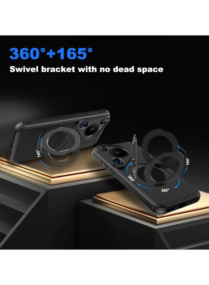 general Protective Case Compatible with Huawei Pura 70 Ultra, Swivel Ring Frame Flexible Silicone Frame Case [Magnetic Security Compatible], Anti-fingerprint Frosted Case - Image 2