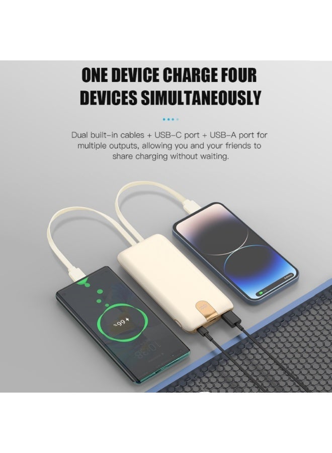 Domars Charger Station for Portable Charger 4 x 10000mAh Multiple Power Bank Docking Station Built-in Cables, 22.5W Fast Charging Compatible with iPhone 17 16 15 14 13 12 Pro Max,Android Phones,Charging Station Multiple USB-C Family-Sized Charger Station for Home（Black） - Image 4