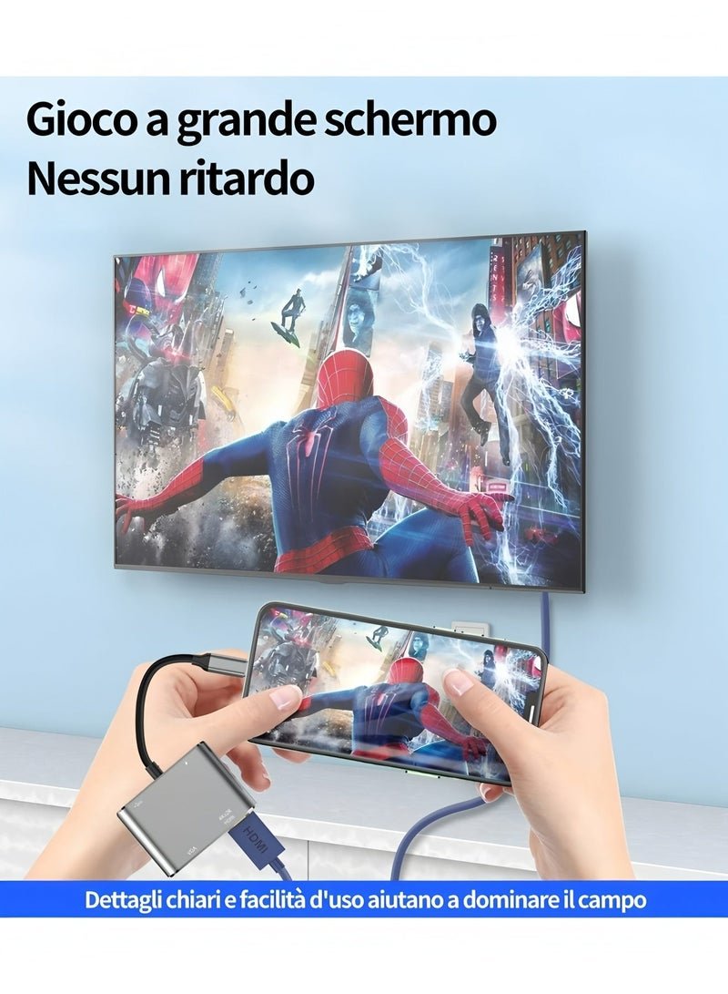 أبلينم محول موزع USB C 4 في 1 USB VGA Type C مع HDMI بدقة 4K و1080P VGA وUSB 3.0 وPD 3.0، لجهاز Nintendo Switch وMacBook/MacBook Pro/Galaxy Note 9/S9/S8/Huawei P20 وأجهزة USB C الأخرى - Image 2