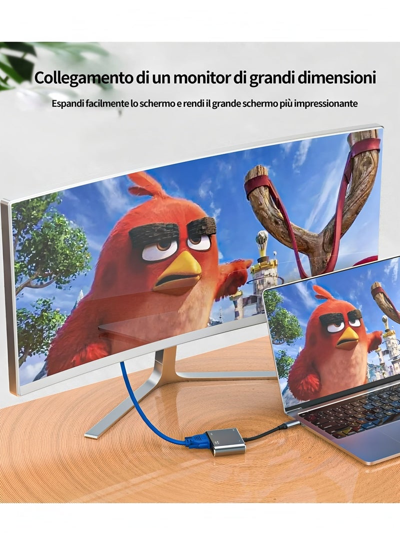 أبلينم محول موزع USB C 4 في 1 USB VGA Type C مع HDMI بدقة 4K و1080P VGA وUSB 3.0 وPD 3.0، لجهاز Nintendo Switch وMacBook/MacBook Pro/Galaxy Note 9/S9/S8/Huawei P20 وأجهزة USB C الأخرى - Image 4