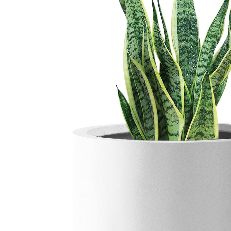 Kante 12.6" Dia Round Concrete Planter, Modern Style Large Cylindrical Plant Pot with Drainage Hole and Rubber Plug for Indoor Outdoor Patio, Pure White - Image 3