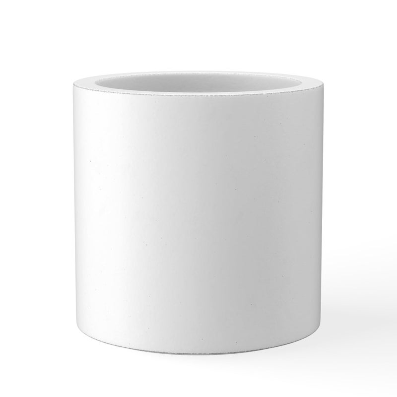 Kante 12.6" Dia Round Concrete Planter, Modern Style Large Cylindrical Plant Pot with Drainage Hole and Rubber Plug for Indoor Outdoor Patio, Pure White - Image 1