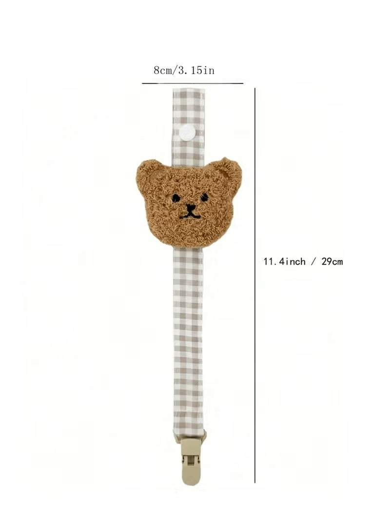 Amanli 1 Pcs Cartoon Bear Baby Pacifier Chain, Pacifier Holder, Pacifiers And Accessories, Baby Soother Clip Anti Loss Holder Strap, Lightweight and Washable, for Newborns and Infants, Home Outdoor Stroller Use（Brown） - Image 3