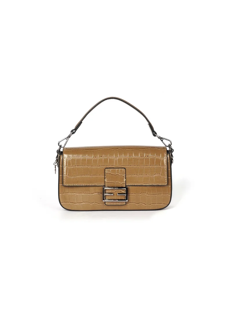 Cuple Croc-embossed, baguette-style purse