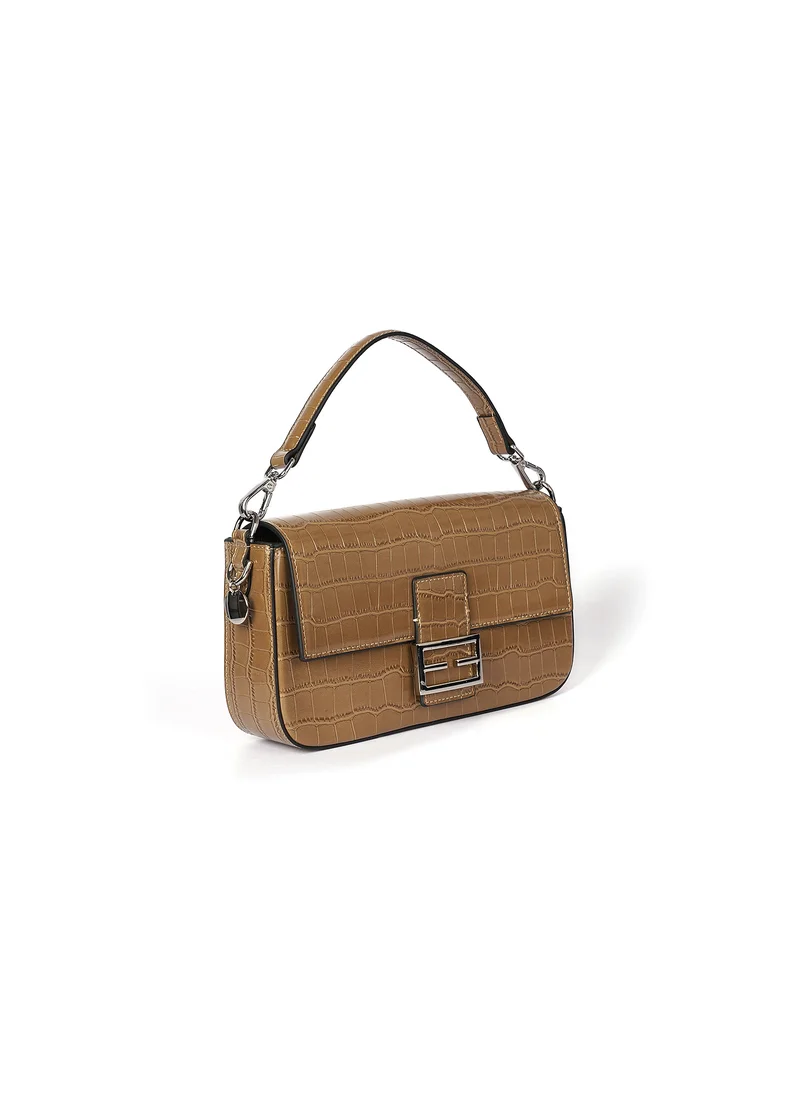 Cuple Croc-embossed, baguette-style purse