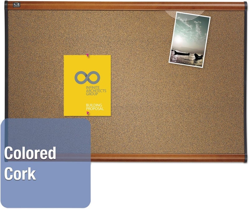 Quartet Quartet B243LC Prestige Bulletin Board Brown GraphiteBlend Surface 36 x 24 Cherry Frame - Image 3