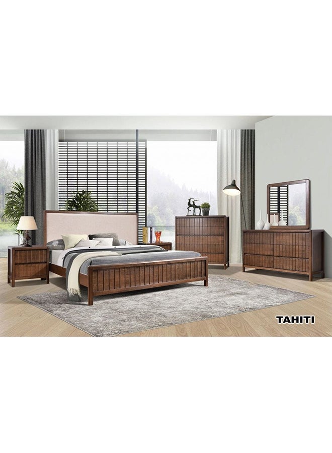 DANUBE HOME Tahiti 180x200 King Bed Sturdy Modern Design Wooden Double Bed Frame Furniture Quiet & Comfortable Beds Made In Malaysia L 188 x W 210 x H 120 cm Dark Walnut - Image 2
