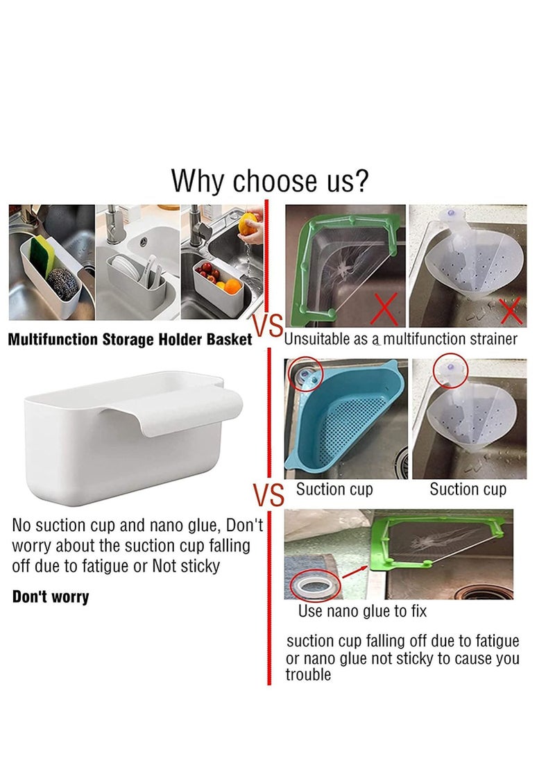 Y&D Sink Drain Strainer Basket, Multifunction Kitchen Food Waste Leftovers Catcher Garbage Corner Strainer, Multifunctional Shelf for (Gray)  - Image 4