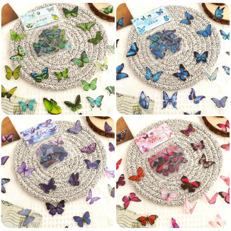 COMNICO 240PCS Butterfly Stickers, PET Waterproof Transparent Colorful Resin Decals Decorative for Nature Scrapbook Planners Laptops DIY Handbook Paper Crafts - Image 4