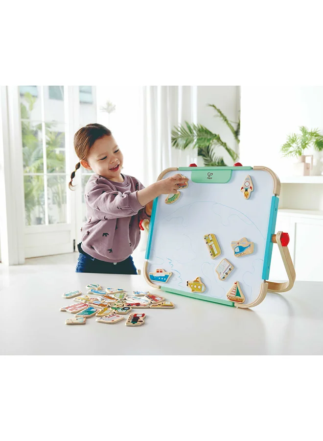 Hape 30-pcs Wooden Magnetic Vehicles Set, Vehicles Magnets, Suitable for 18 months & Up, Educational Toys,Magnet Toys