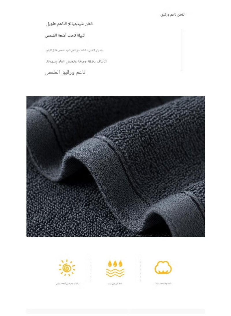 Premium 8-Piece Hotel Quality Towel Set - 100% Combed Cotton,  Ultra Soft & Highly Absorbent - Includes 2 Bath Towels (70x140cm), 2 Hand Towels (74x34cm), 4 Washcloths (34x34cm) - Grey - Image 3
