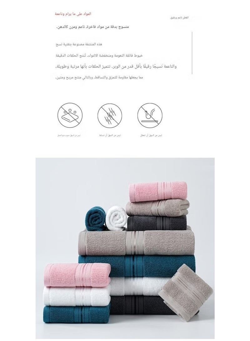 Premium 8-Piece Hotel Quality Towel Set - 100% Combed Cotton,  Ultra Soft & Highly Absorbent - Includes 2 Bath Towels (70x140cm), 2 Hand Towels (74x34cm), 4 Washcloths (34x34cm) - Grey - Image 5