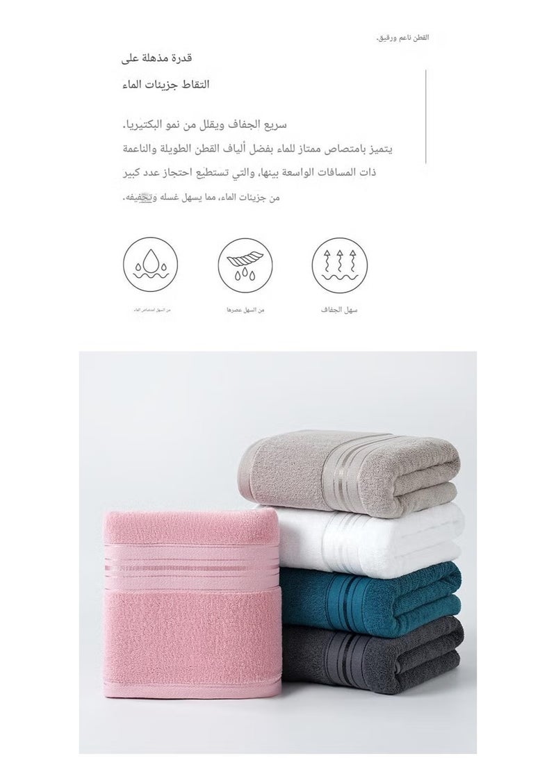 Premium 8-Piece Hotel Quality Towel Set - 100% Combed Cotton,  Ultra Soft & Highly Absorbent - Includes 2 Bath Towels (70x140cm), 2 Hand Towels (74x34cm), 4 Washcloths (34x34cm) - Grey - Image 4
