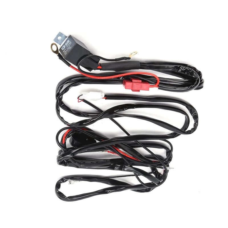 12V 9.8ft LED Spotlights Wiring Harness, 1 - to - 2 40A Relay Inline Blade Fuse IP67 Universal Switch Wire Harness for ATV UTV Car Motorcycle Boat - Image 1