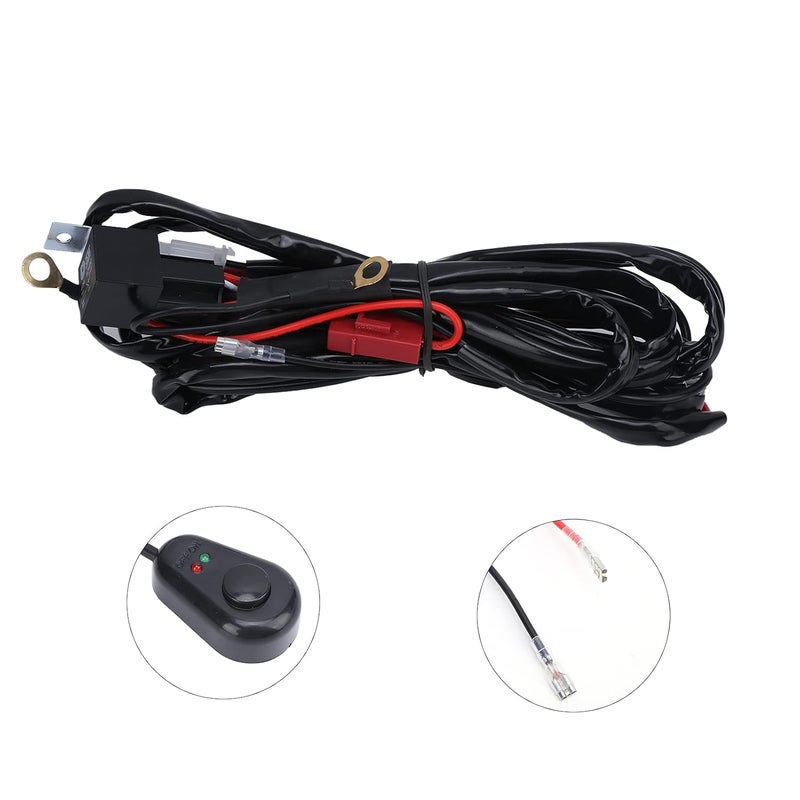 12V 9.8ft LED Spotlights Wiring Harness, 1 - to - 2 40A Relay Inline Blade Fuse IP67 Universal Switch Wire Harness for ATV UTV Car Motorcycle Boat - Image 2
