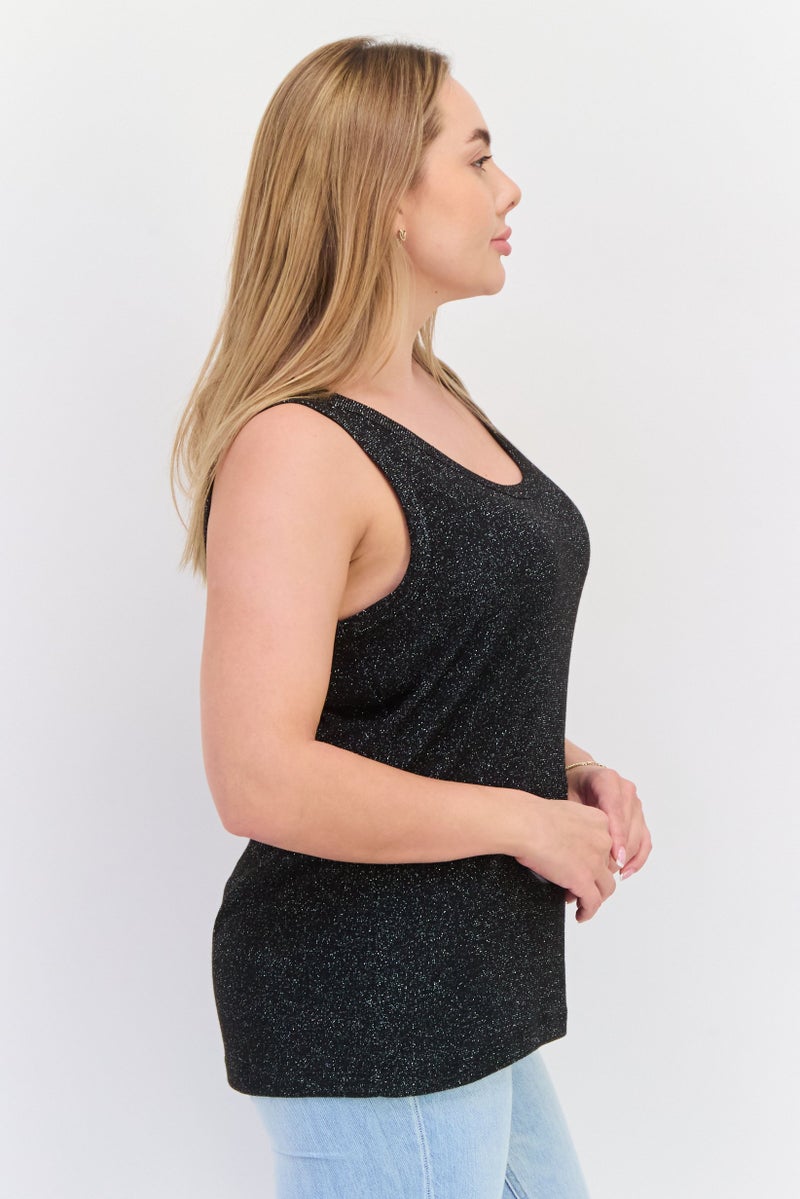 ESPRIT Women Scoop Neck Sleeveless Textured Top, Black - Image 2