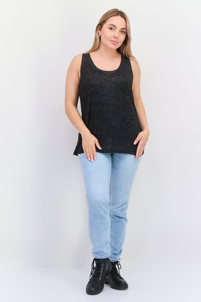 ESPRIT Women Scoop Neck Sleeveless Textured Top, Black - Image 4