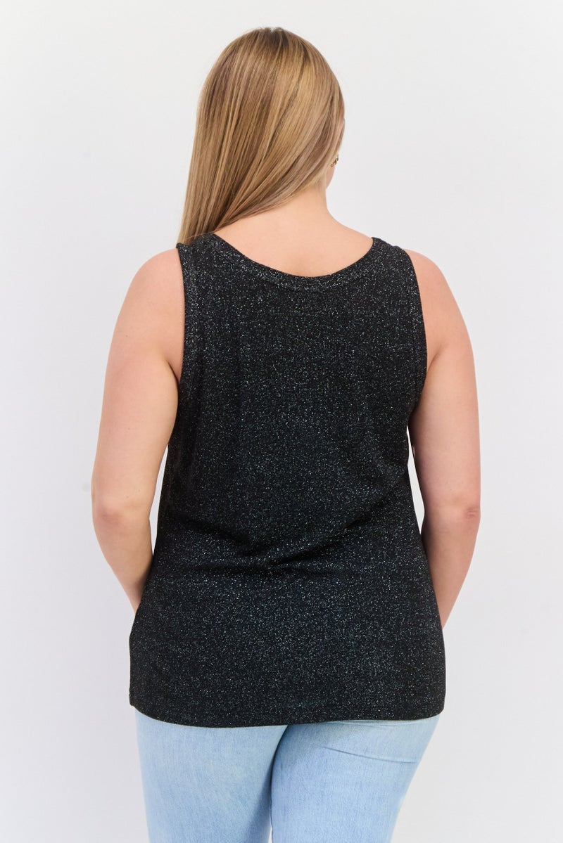 ESPRIT Women Scoop Neck Sleeveless Textured Top, Black - Image 3