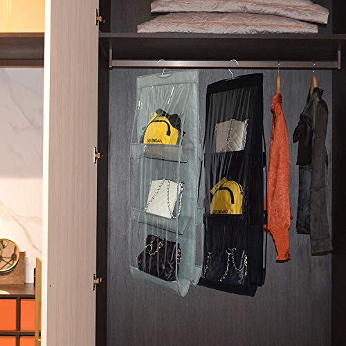 Inditradition Hanging Purse Bags Organizer | Standing Storage Rack for Handbags, Purse, Clutches, Hats (6 Pockets, with Hook, 90 cm) (Black) - Image 5