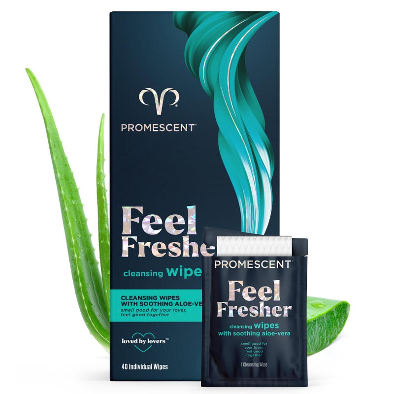 Promescent Wipes for Adults, Hygiene Wipes, Feminine Wipes Individually Wrapped, Cleansing Wipes for Men & Women with Aloe Vera, Female Wipes, PH Balanced Wipes (40 Count) - Image 1