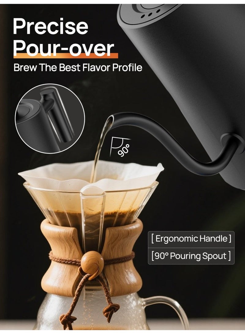 Brutelle Gooseneck Kettle V60 Coffee Kettle 1000ML 1200W Power Knob Temperature Adjustment with Digital Display Temperature Automatic Insulation Stainless Steel Material Suitable for Home and Office - Image 2