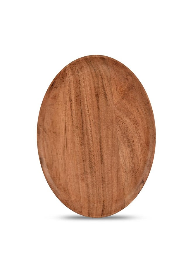 NIRMAN Acacia Wood Dinner Plates Set of 4 for Dishes Snack, Dessert Natural Wood Plates Serving Dinnerware Plate for Dinner (8" x 8" x 0.75") - Image 3