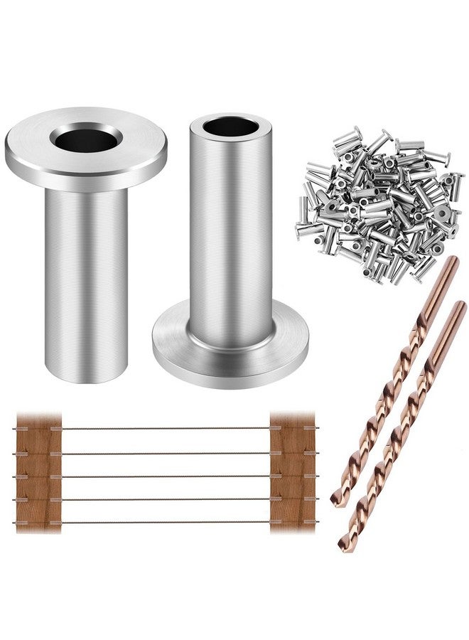 CKE 200 Pack T316 Stainless Steel Protector Sleeves for 1/8" Wire Rope Cable Railing, Marine Grade Protective Sleeves Deck Cable Railing Kit for Wood Posts DIY Balustrade, CR01 - Image 1
