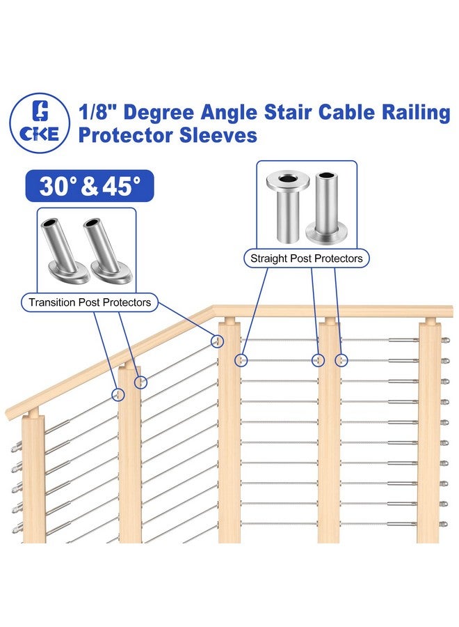 CKE 200 Pack T316 Stainless Steel Protector Sleeves for 1/8" Wire Rope Cable Railing, Marine Grade Protective Sleeves Deck Cable Railing Kit for Wood Posts DIY Balustrade, CR01 - Image 4
