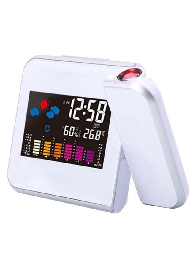 NIBEMINENT 7-Color Changing Snooze LED Projection Digital Alarm Clock White