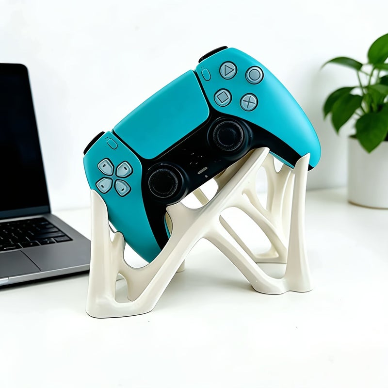 White 3D Printed PS5 Controller Stand Handmade Precision Display Bracket - Image 1