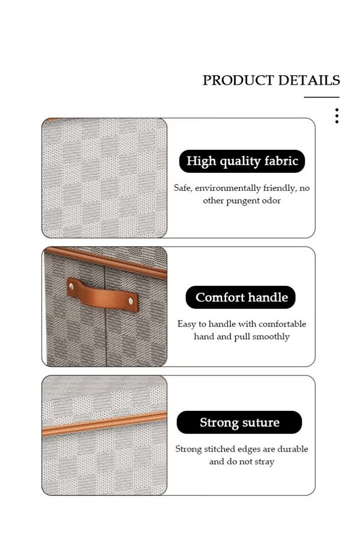 أفضل ذروة مجموعة من 3 منظمات خزانة ملابس مع أغطية ومقابض، منظمات ملابس قابلة للتكديس، سلال تخزين خزانة ملابس قابلة للطي، صناديق تخزين مكعبة للملابس، والقمصان، والجينز، والسترات، والألعاب، والكتب (26 لترًا) - Image 2