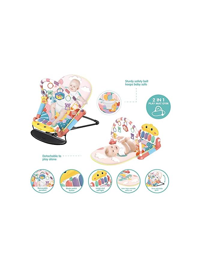 PROMASS In 1 Baby Play Mat Gym and Bouncer With Cradle - Pink Color - Image 3