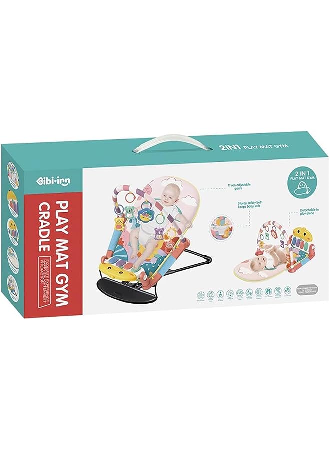 PROMASS In 1 Baby Play Mat Gym and Bouncer With Cradle - Pink Color - Image 1