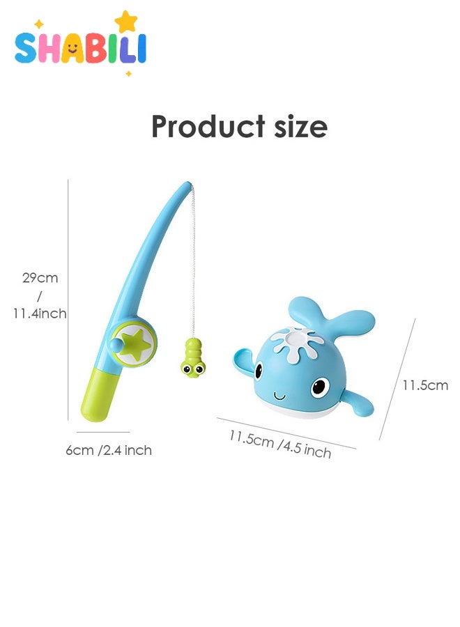 شبيلي مجموعة لعبة صيد بحمام مغناطيسي – قضيب صيد مع حوتين قابلين لللف، لعبة التقاط للرضع والأطفال في حوض الاستحمام أو المسبح، بلاستيك خالٍ من BPA، هدية تنسيق يد‑عين لعمر 18 شهرًا فأكثر - Image 4