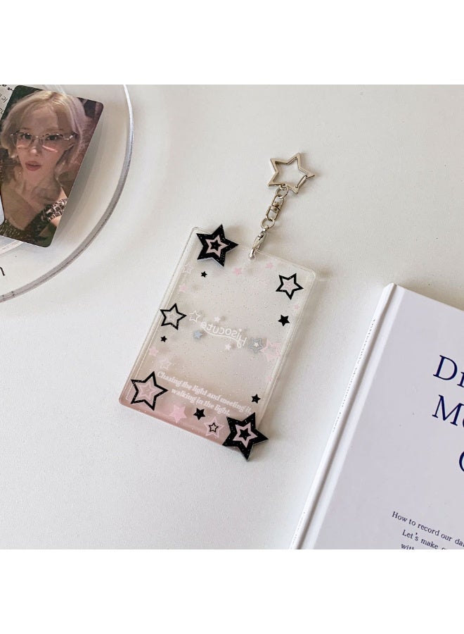 NIBEMINENT 1 - Piece Kpop Photo Card Holder Pendant Key Chain ID Badge Holder ID Card Holder Photo Card Protector for School ID Office ID Access Card for Women Girls - Image 1