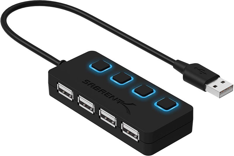 SABRENT 4 Port USB 2.0 Data Hub with Individual LED lit Power Switches [Charging NOT Supported] for Mac & PC (HB-UMLS) - Image 2