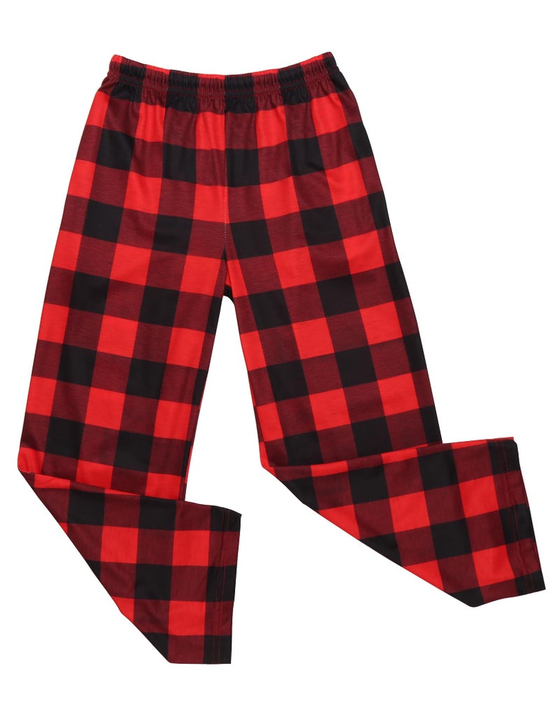 Ekouaer Pajama Pants for Boys Soft Pajama Pants Plaid Long Pj Pants Cute Elastic Waist Bottoms Kids Pj Pants Red Plaid 140 - Image 2