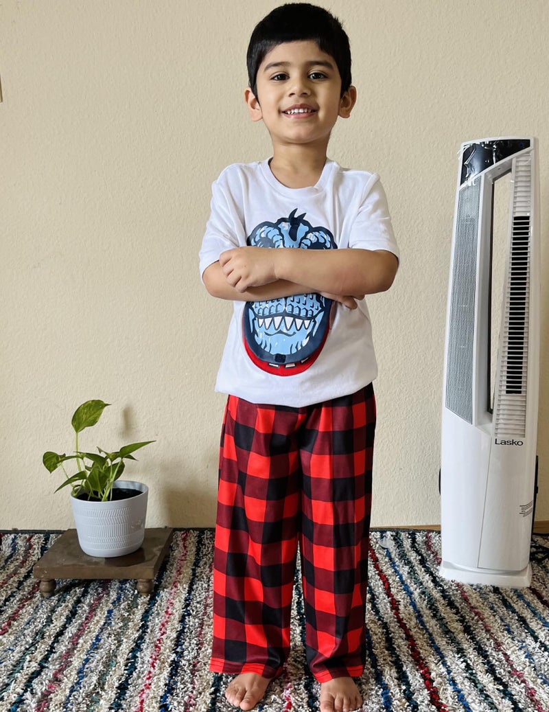Ekouaer Pajama Pants for Boys Soft Pajama Pants Plaid Long Pj Pants Cute Elastic Waist Bottoms Kids Pj Pants Red Plaid 140 - Image 4