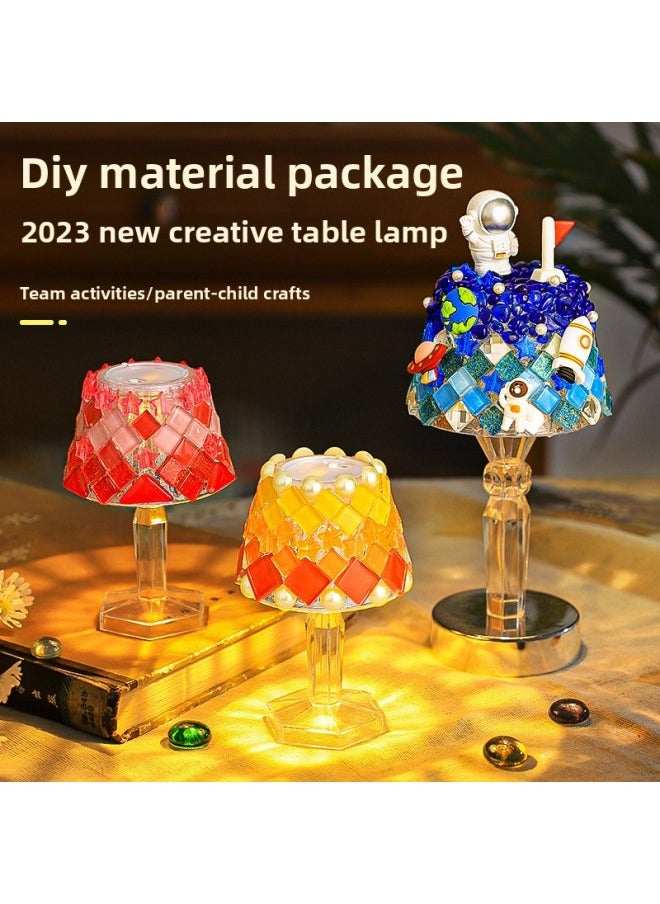 Generic - Mosaic Table Lamp Handmade Material Lamp Nightlight Creative Mid-Autumn Festival-Light Color:Pink Unicorn (large Desk Lamp) - Image 1