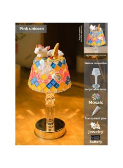 Generic Mosaic Table Lamp Handmade Material Lamp Nightlight Creative Mid-Autumn Festival-Light Color:Pink Unicorn (large Desk Lamp)  - Image 1