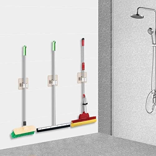 BHISRA BHISRA Wall Mounted Broom Holder Kitchen Bathroom Wall Mop Holder Magic Sticker Broom Mop Rack PACK OF 1  - Image 2
