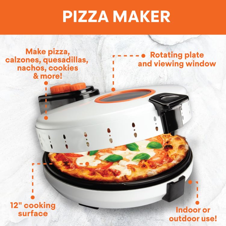 MasterChef Electric 12" Pizza Maker- Cook Homemade Calzones, Quesadillas, Cookies- Rotating Nonstick Hot Plate for Even Baking- Adjustable Temp Control for Crispy Crust- Party Activity Christmas Gift - Image 2
