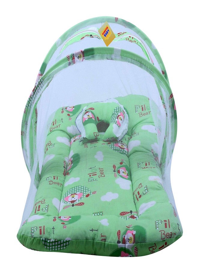 Fareto New Born Baby Combo of 1 Mosquito Net Bed and 4 Plastic Changing Diapers Waterproof Mat/Massage Mat/Protection Mat(0-6 Months)(Grass Green) - Image 2