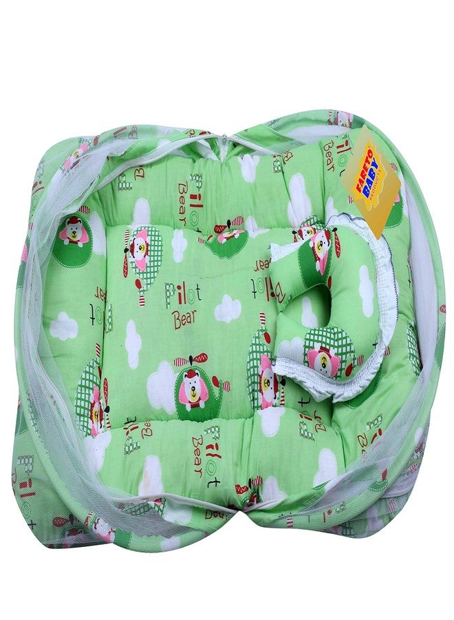Fareto New Born Baby Combo of 1 Mosquito Net Bed and 4 Plastic Changing Diapers Waterproof Mat/Massage Mat/Protection Mat(0-6 Months)(Grass Green) - Image 3
