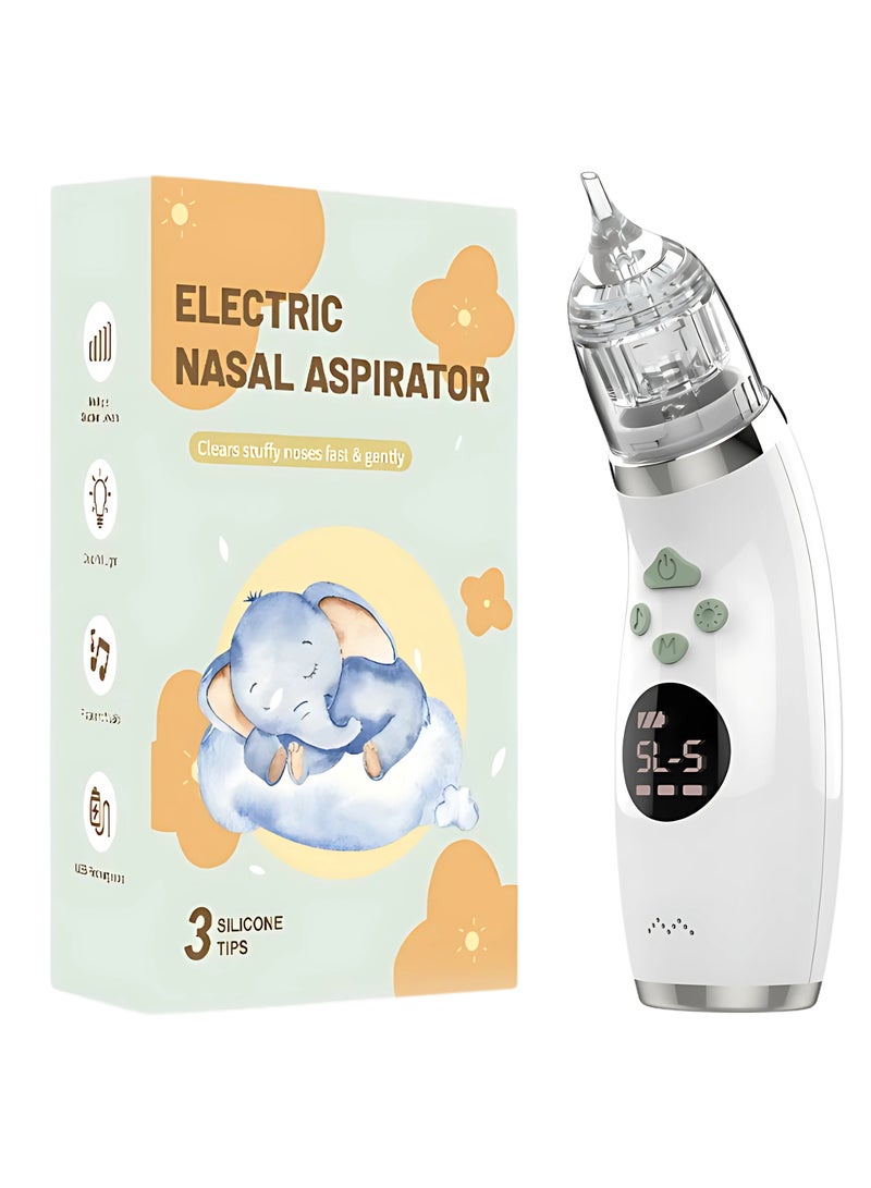 TEKNOWORTH Electric Baby Nasal Aspirator – Rechargeable Infant Nose Cleaner with LCD, 5 Suction Levels, IPX6 Waterproof Mucus Remover, Soothing Lights & Music – Portable Baby & Kids Nasal Aspirator for Home Care - Green - Image 4