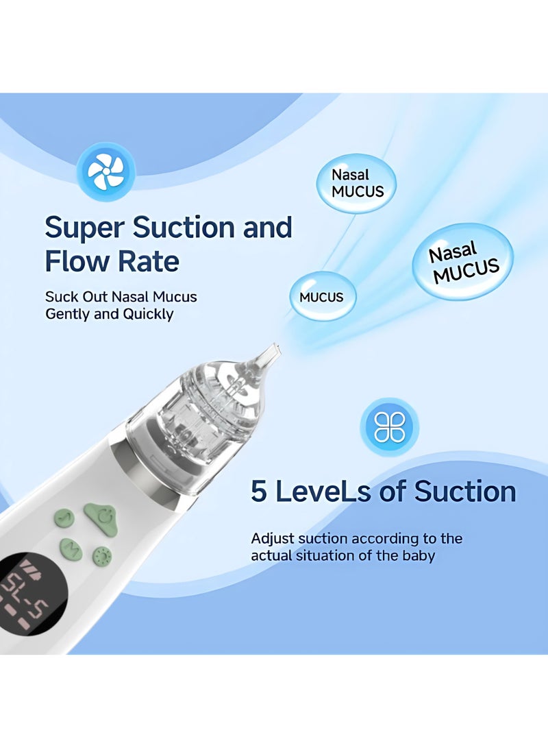 TEKNOWORTH Electric Baby Nasal Aspirator – Rechargeable Infant Nose Cleaner with LCD, 5 Suction Levels, IPX6 Waterproof Mucus Remover, Soothing Lights & Music – Portable Baby & Kids Nasal Aspirator for Home Care - Green - Image 3