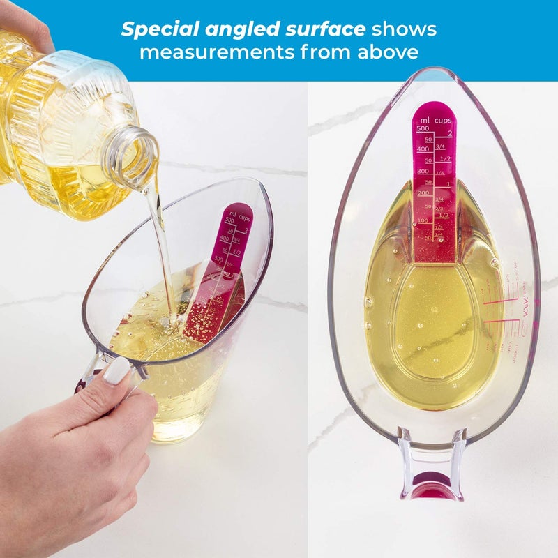 KPKitchen 4-Piece Angled Liquid Measuring Cups Plastic Set - BPA-Free Mini Oz, 1, 2 and 4 Plastic Measuring Cup Sizes - Measuring Cups For Liquids with ML & Cups Measures - Small & Large Measure Cup - Image 3